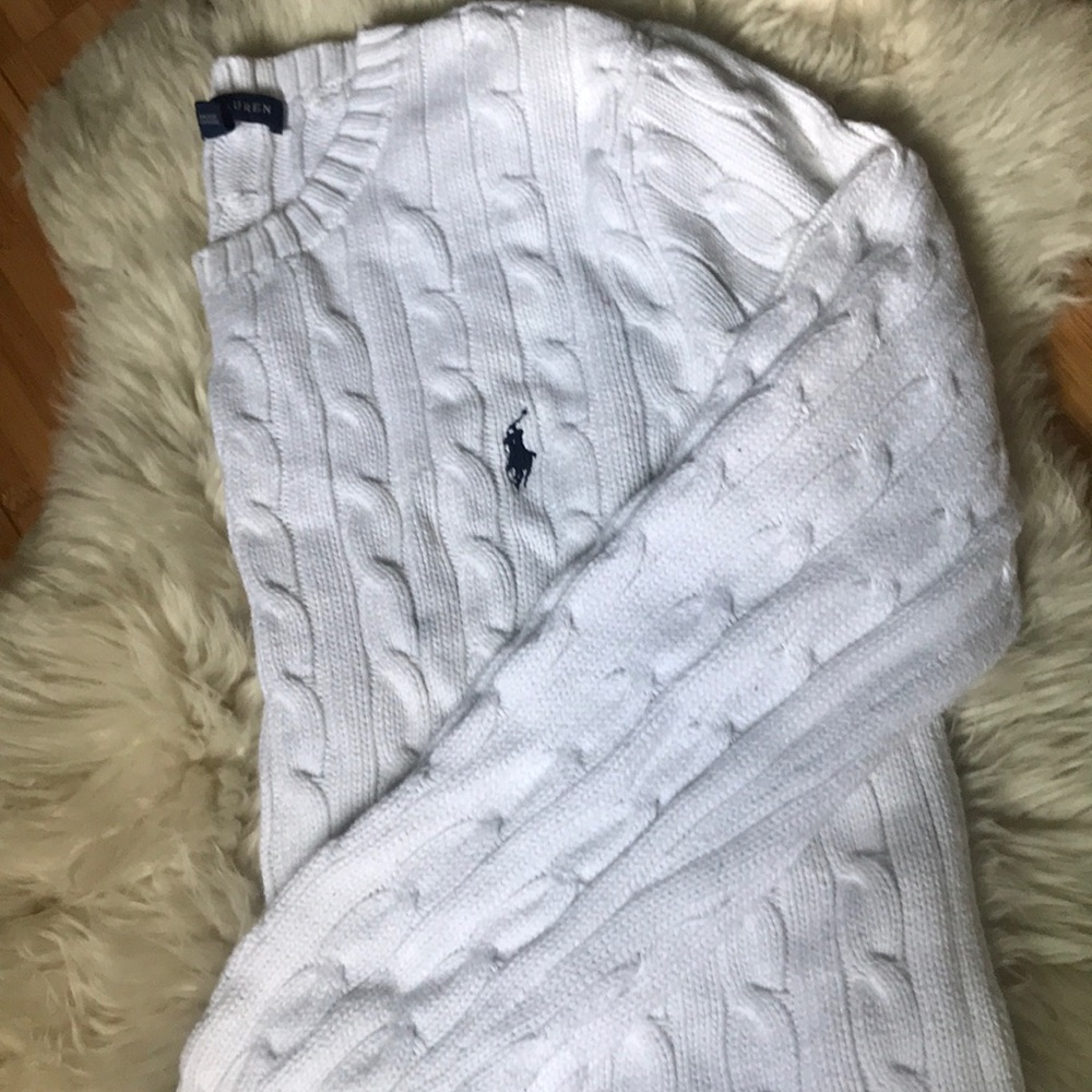 Polo Cable Knit Cotton Sweater